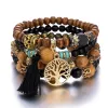 Bohemian-style multi-layer wooden bead beaded bracelet, elastic bracelet manufacturer direct supply of jewelry, European and American accessories wholesale Specification image